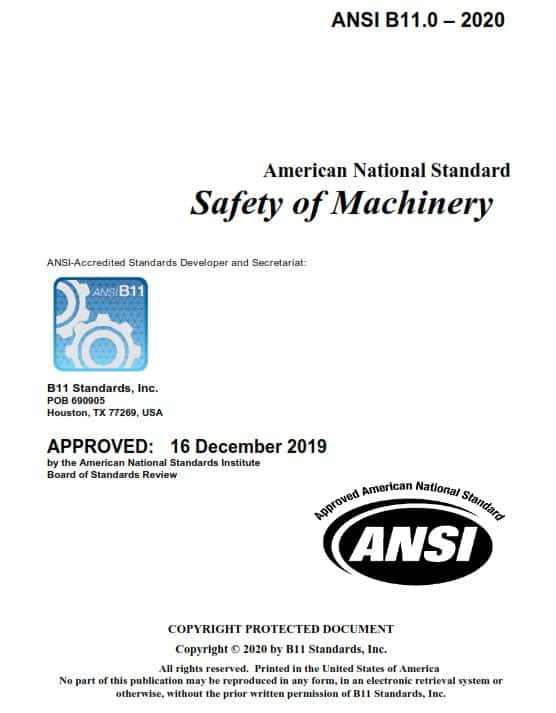 ANSI B11.0 - 2015 | Sicurezza Macchinari